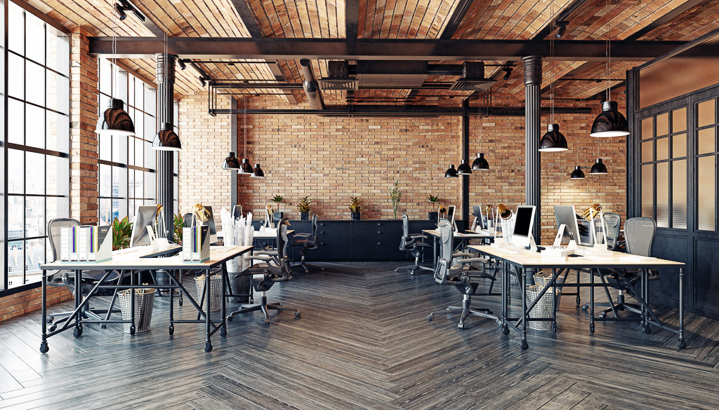 modern loft brick office interior